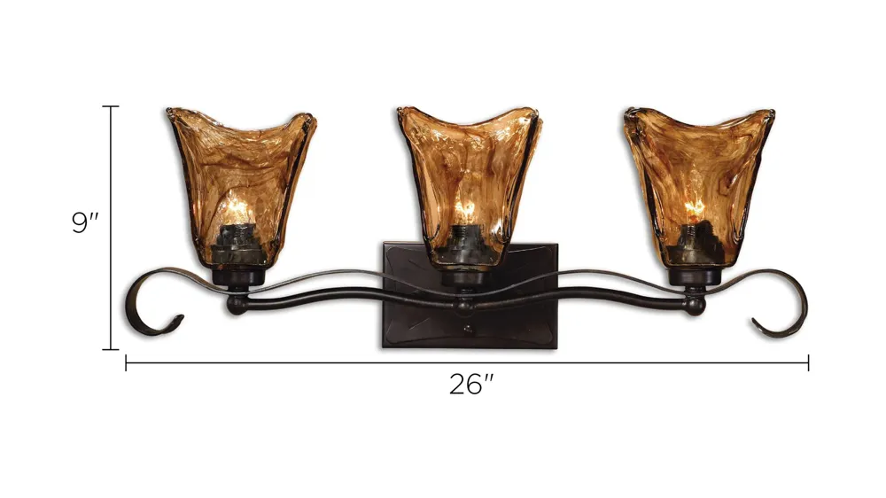 Vetraio Three-Light Vanity Strip Dimensions