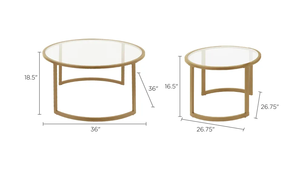 Mitera Round Nesting Coffee Table Set Dimensions