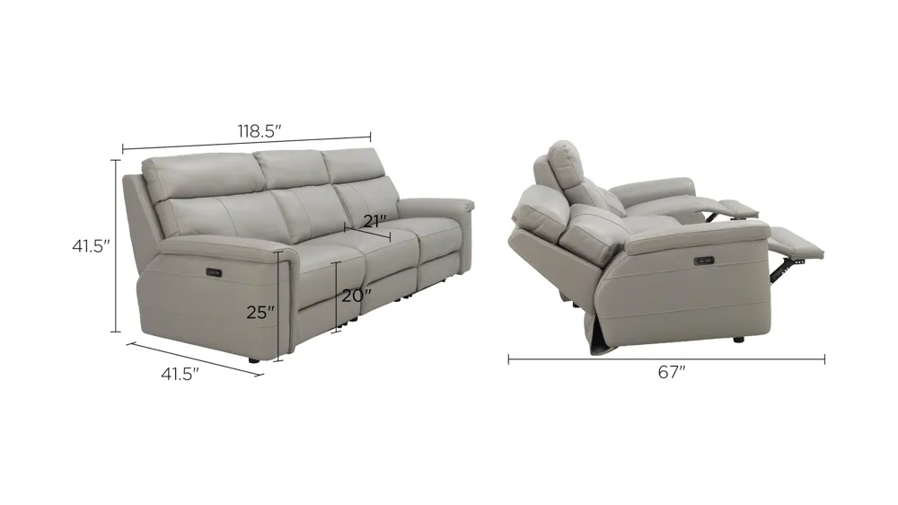 Conrad 3-pc. Power Sofa Dimensions