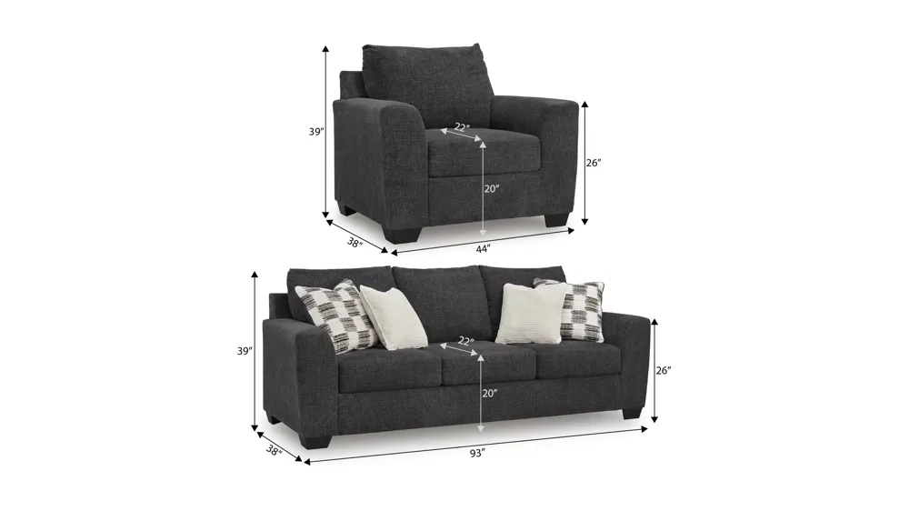 Loreo 2-pc. Living Room Set Dimensions