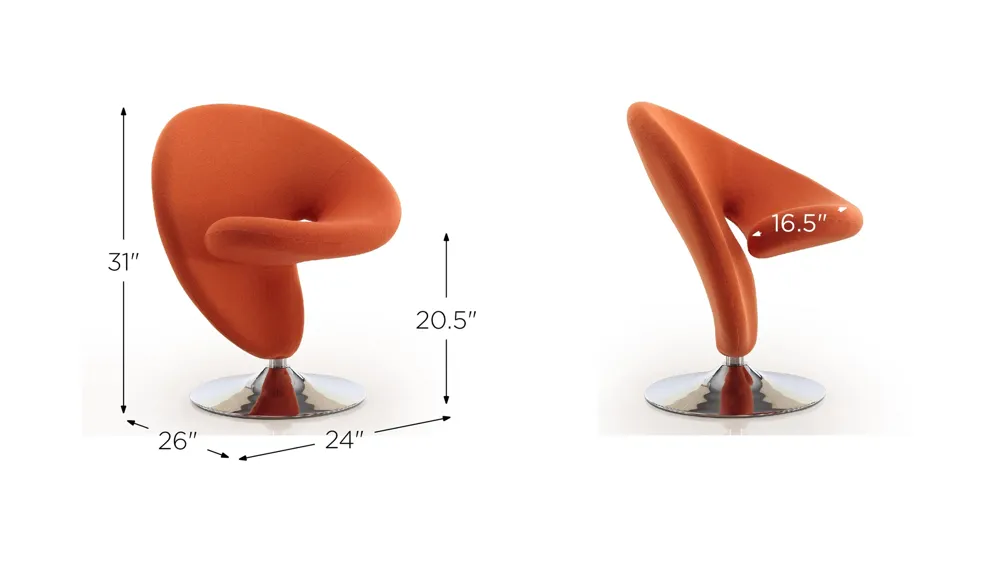 Curl Swivel Accent Chair (Set of 2) Dimensions