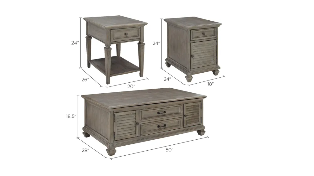 Ashford 3-pc. Occasional Tables Dimensions