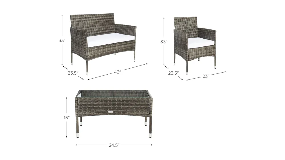 Yves 4-pc. Patio Set Dimensions