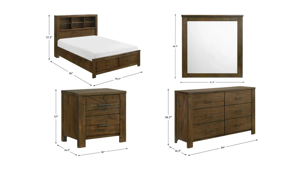 Arya 4pc. Bedroom Set w/ Storage Dimensions