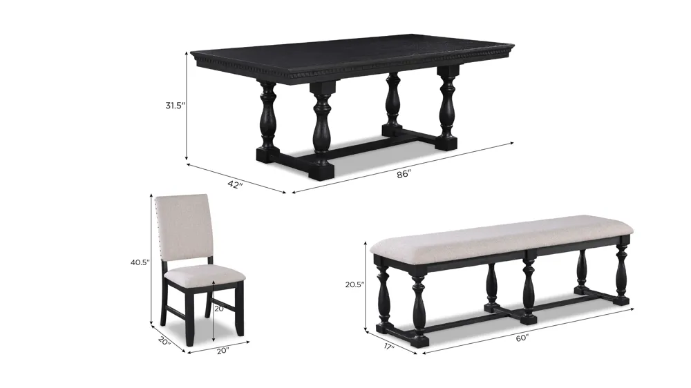 Regent 6-pc. Dining Set Dimensions