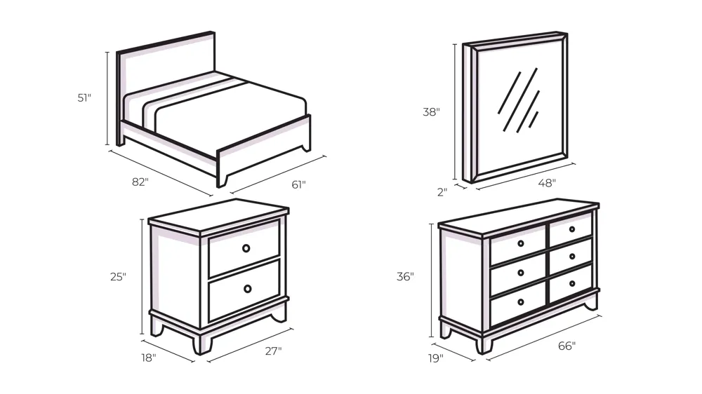 Middlefield 4-pc. Platform Bedroom Set Dimensions