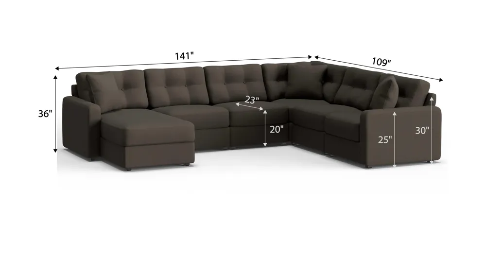 ModularOne 6-pc. Sectional Dimensions