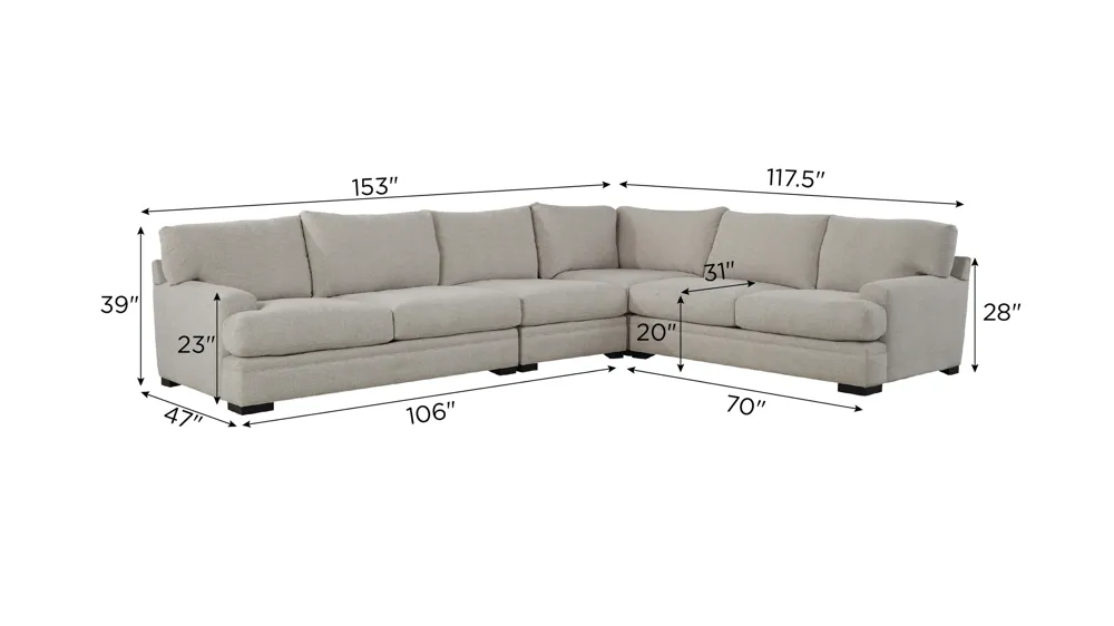 Bayside 4-pc. Sectional Dimensions