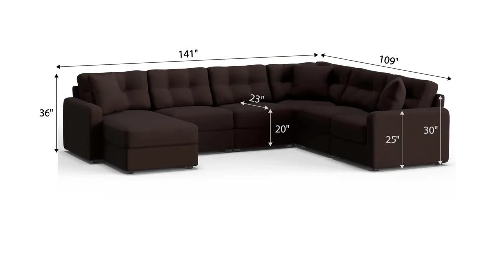 ModularOne 6-pc. Sectional Dimensions