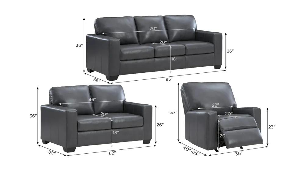 Bolsena Living Room Set Dimensions