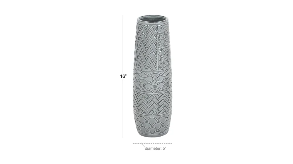 Ivy Collection Grey Ceramic Eclectic Vase Dimensions