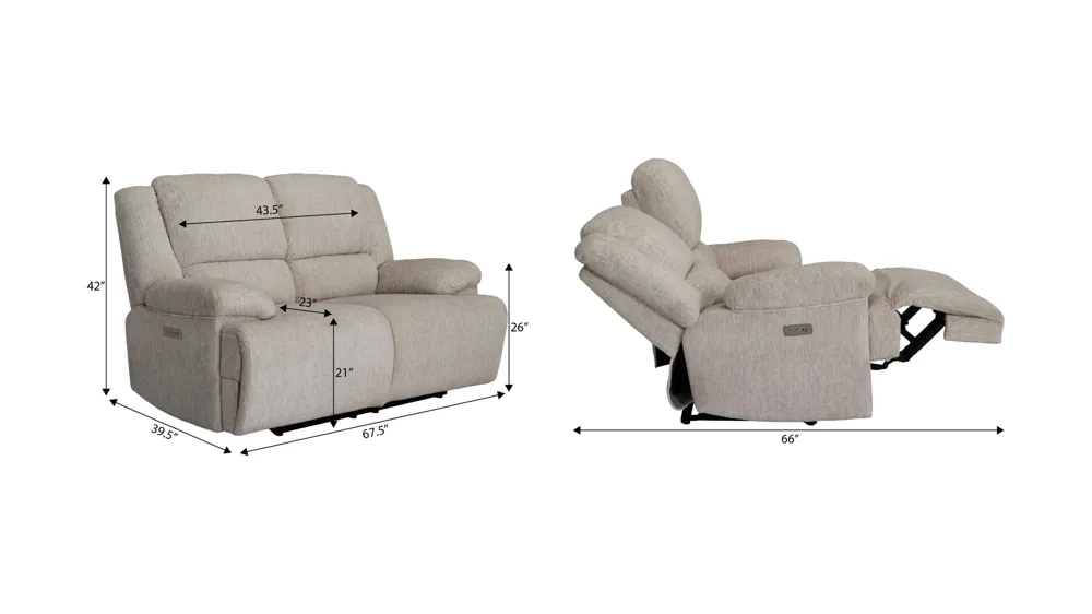 Colburn Power Loveseat Dimensions
