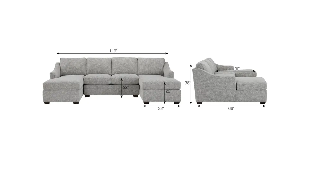 Fairhaven 3-pc. Sectional Dimensions