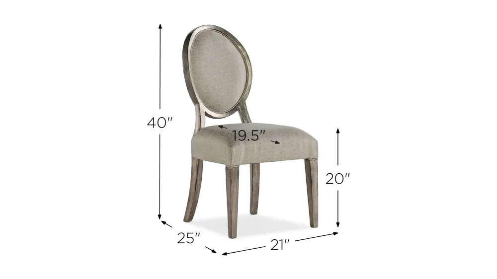 Sanctuary Romantique Oval Side Chair - Set of 2 Dimensions