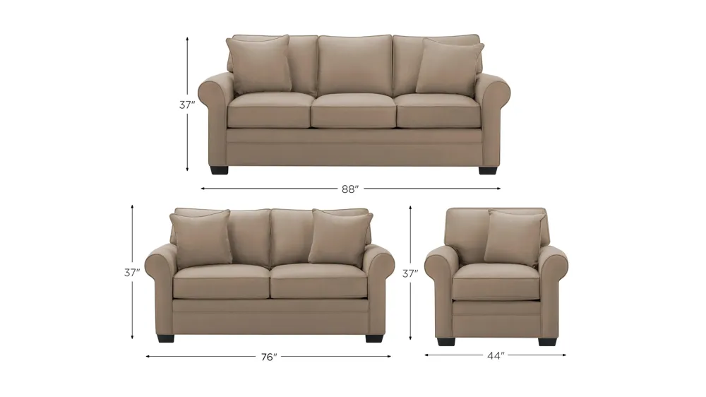 Wellsley Living Room Set Dimensions