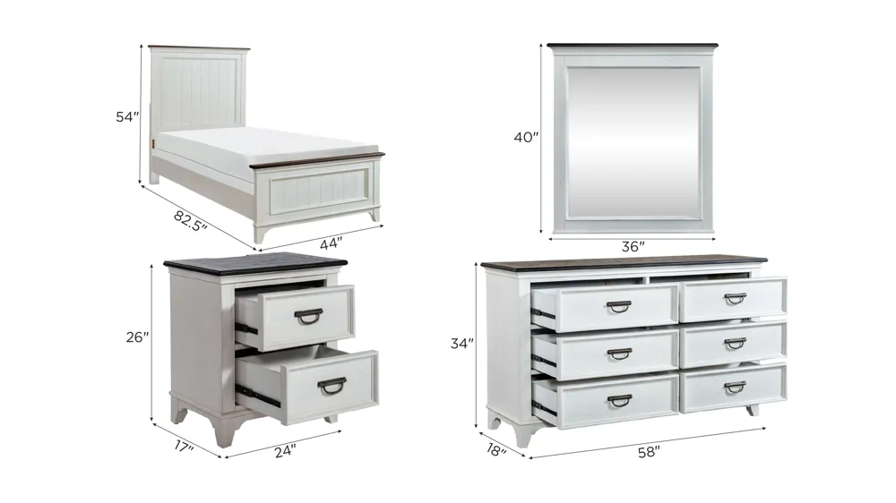 Shelby 4-pc. Bedroom Set Dimensions