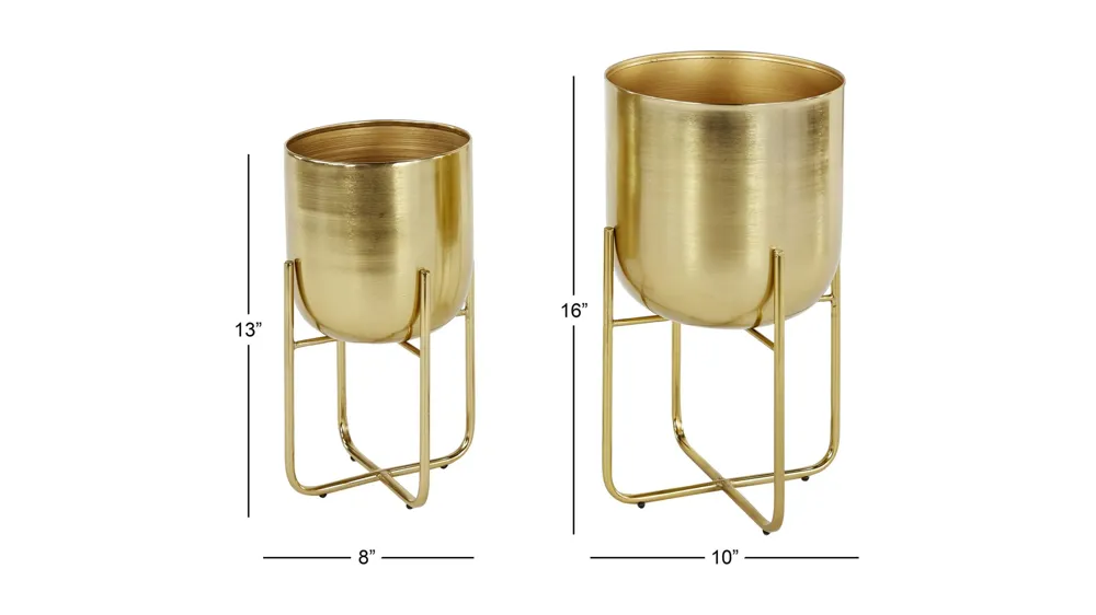 Ivy Collection Gold Metal Planter Set of 2 Dimensions