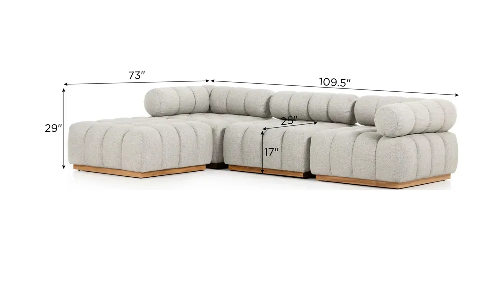 Roma Outdoor Sectional W/ Ottoman 4-pc. Dimensions