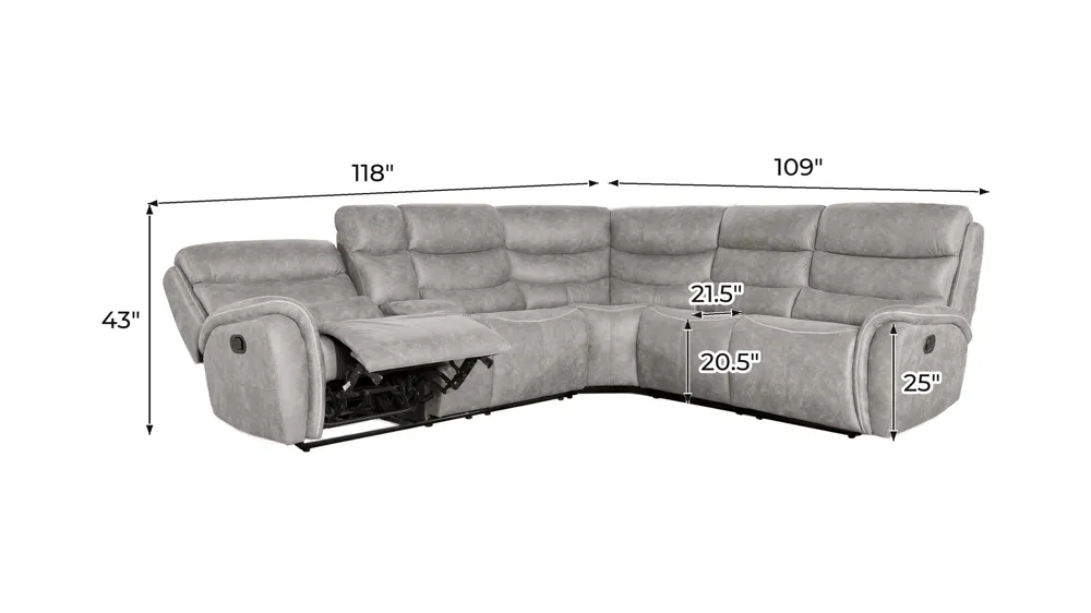 Kamari 3-pc. L-Shaped Power Sectional Dimensions