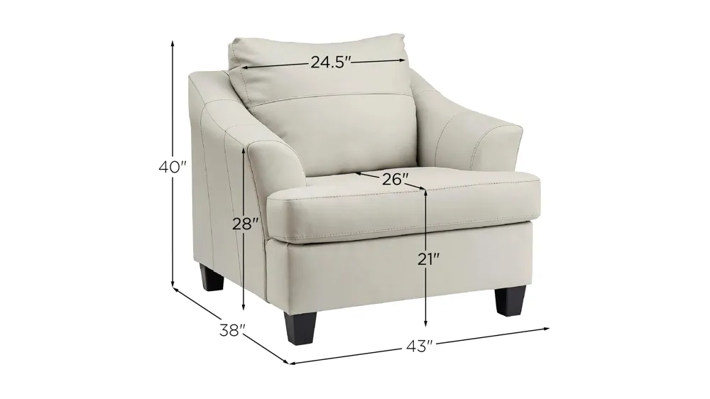 Grant Leather Chair and a Half Dimensions