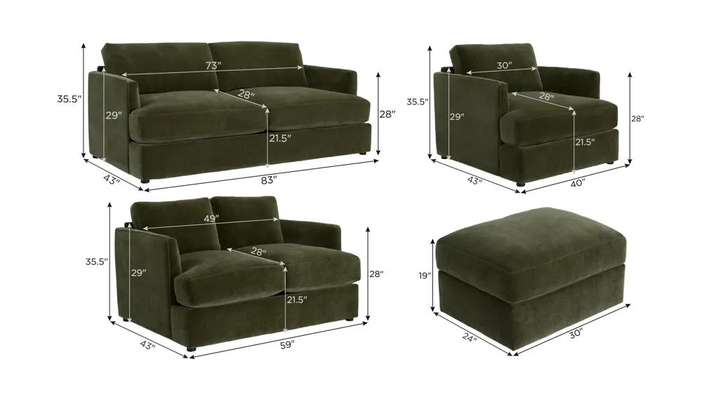 Everest Living Room Set Dimensions