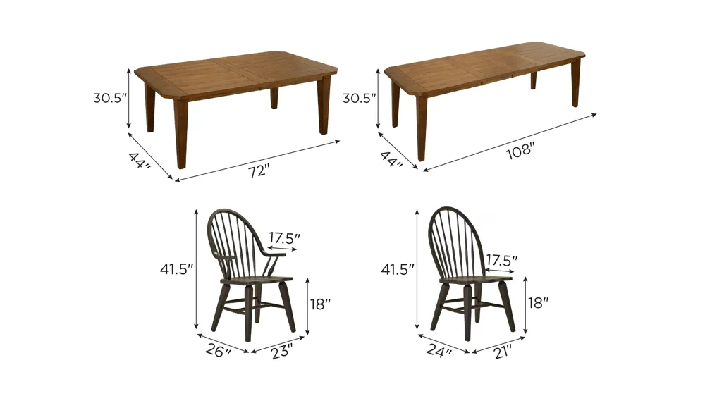 Colebrook 7-pc. Dining Set Dimensions