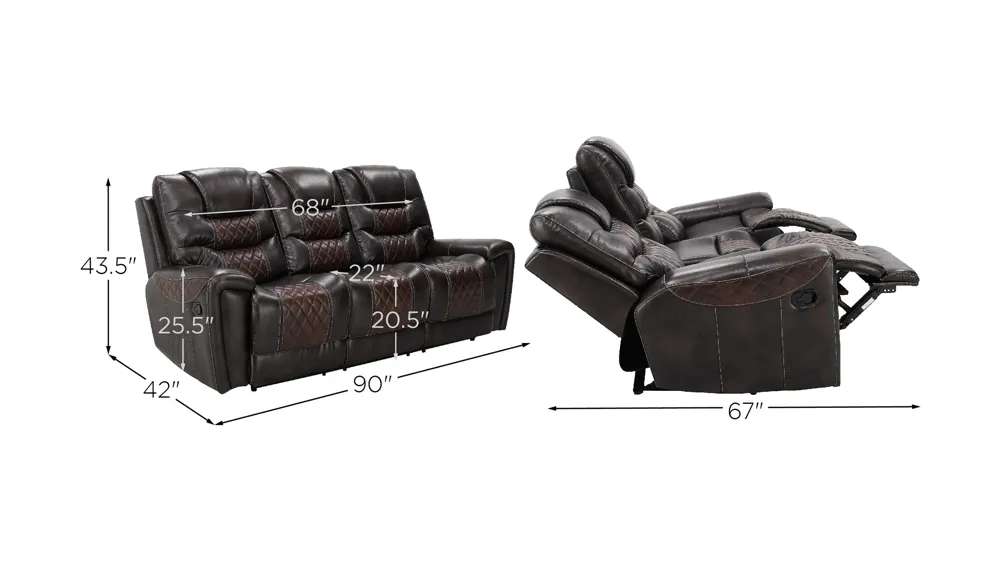 Corrigan Reclining Sofa w/ Drop Down Table Dimensions