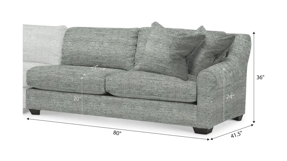 Thatcher Right Arm Facing Loveseat Dimensions