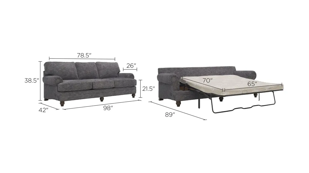 Tifton Queen Chenille Sleeper Sofa Dimensions
