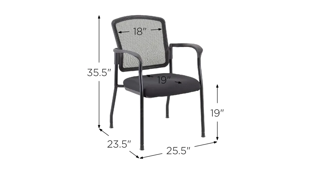 Dakota Mesh Back Office Chair with Arms - Set of Two Dimensions