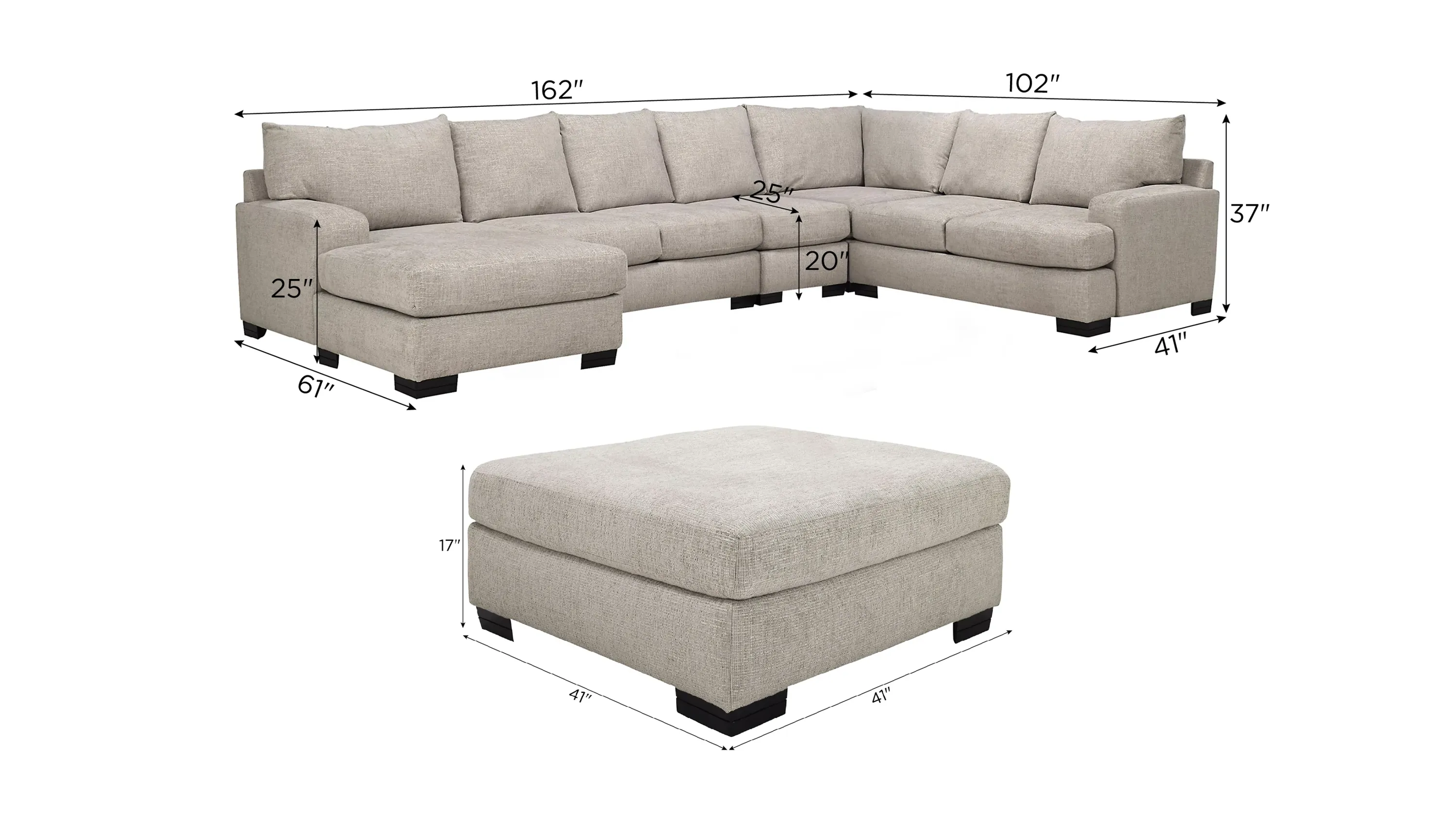 Cooper 5-pc. Sectional w/ Cocktail Ottoman | Raymour & Flanigan