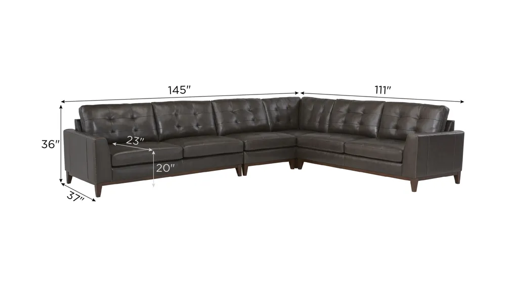 Wheaton Leather 4-pc. Sectional Dimensions