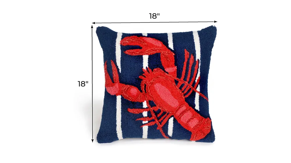 Liora Manne Frontporch Lobster On Stripes Pillow Dimensions