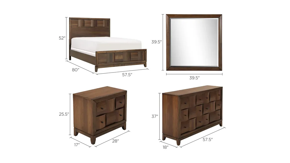 Jovie 4-pc. Platform Bedroom Set Dimensions