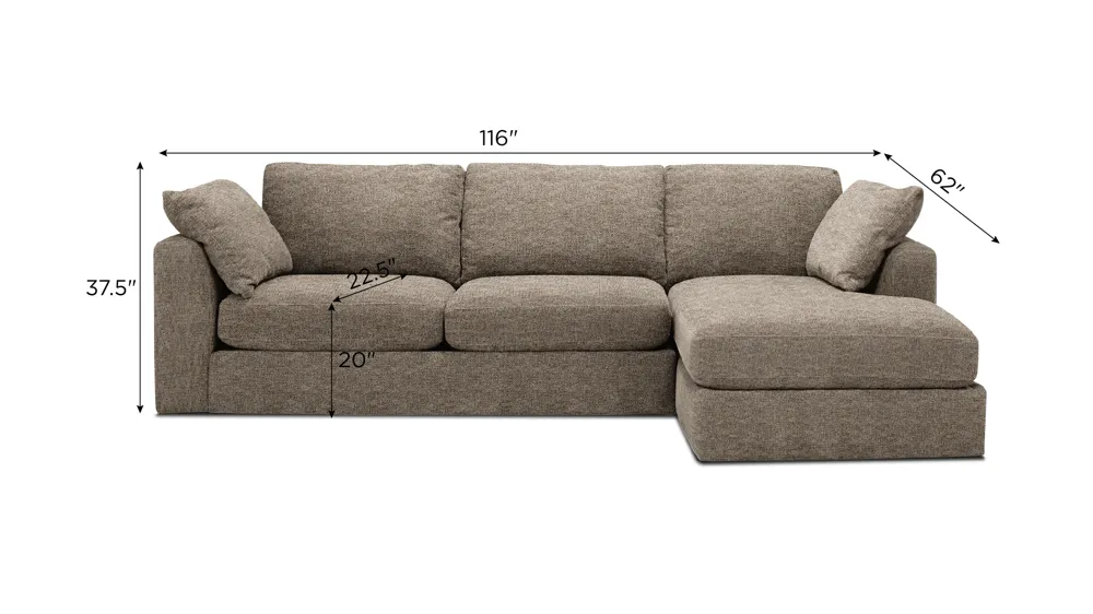 Nappily 2-pc. Sectional Dimensions