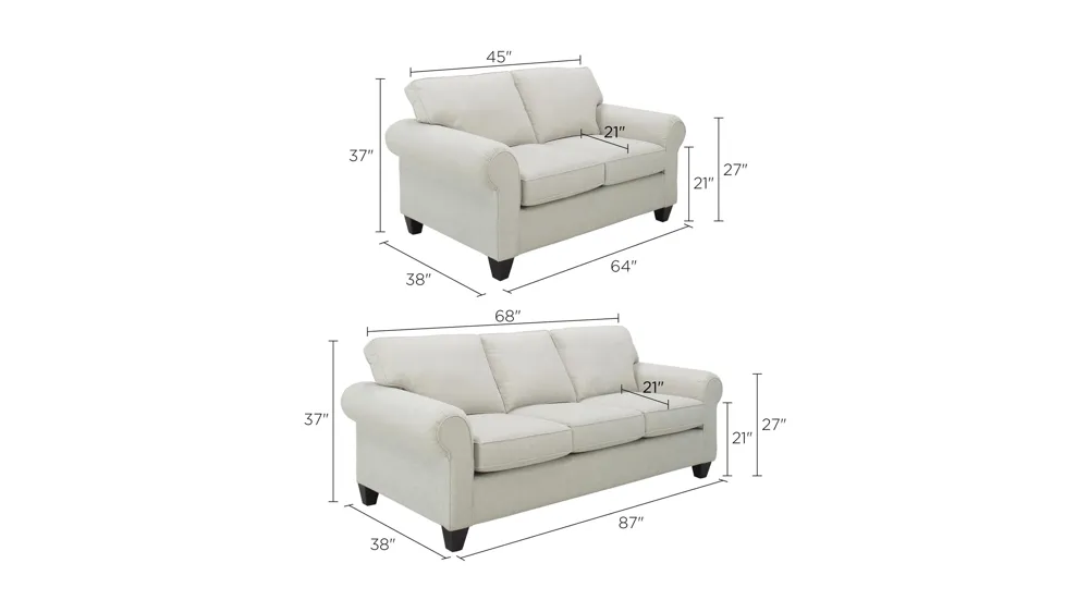 Saige Living Room Set Dimensions