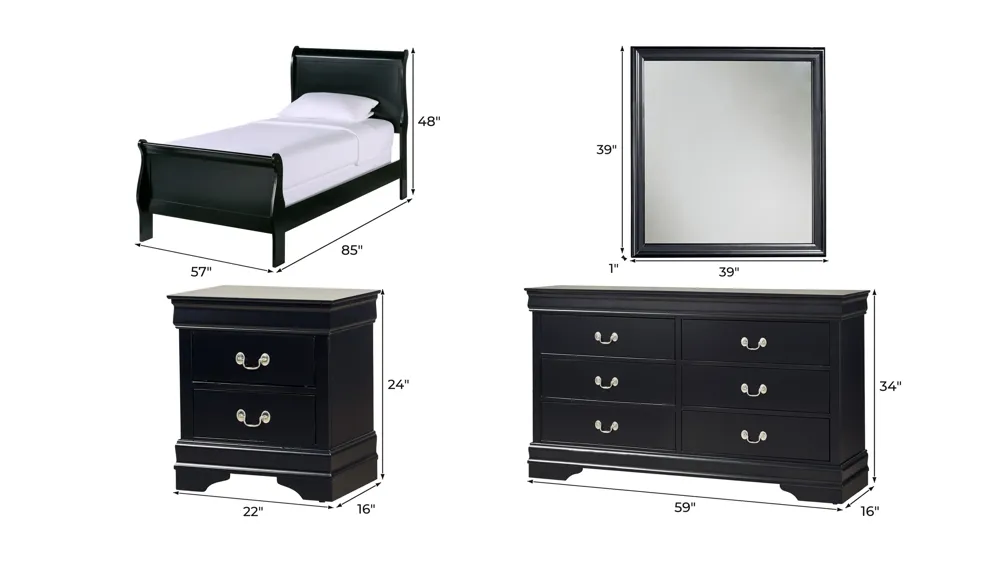 Edina 4-pc. Bedroom Set Dimensions