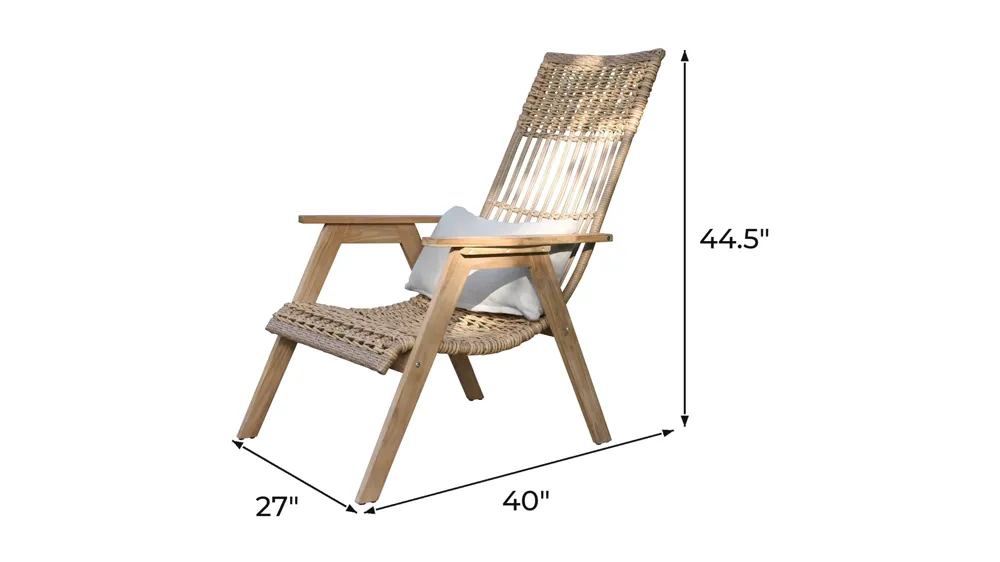Bohemian Teak and Wicker Basket Lounger Dimensions