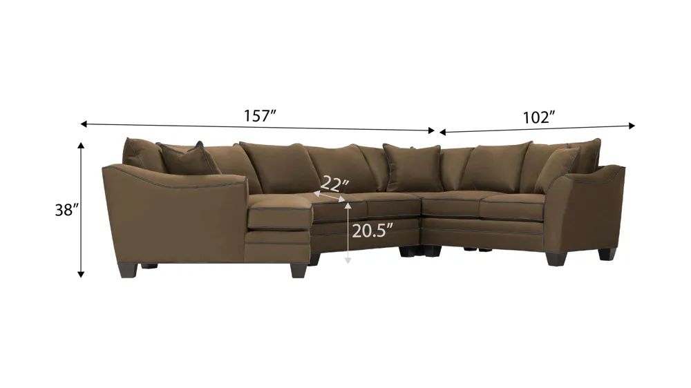 Foresthill 4-pc. Left Hand Cuddler with Loveseat Sectional Sofa Dimensions