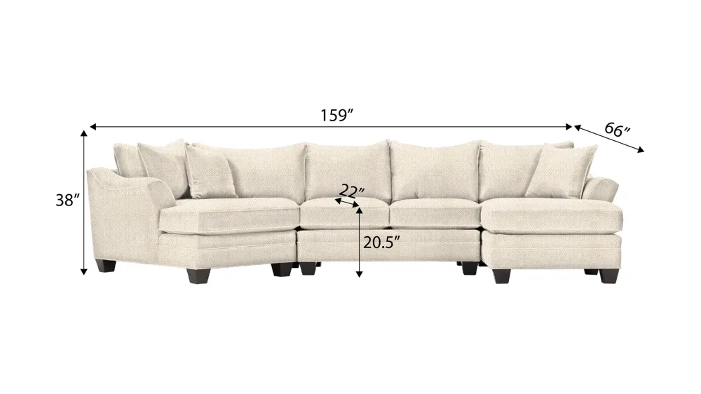 Foresthill 3-pc. Right Hand Facing Sectional Sofa Dimensions