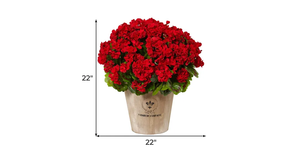 Geranium Silk Flowering Plant in Farmhouse Planter (Indoor/Outdoor) Dimensions