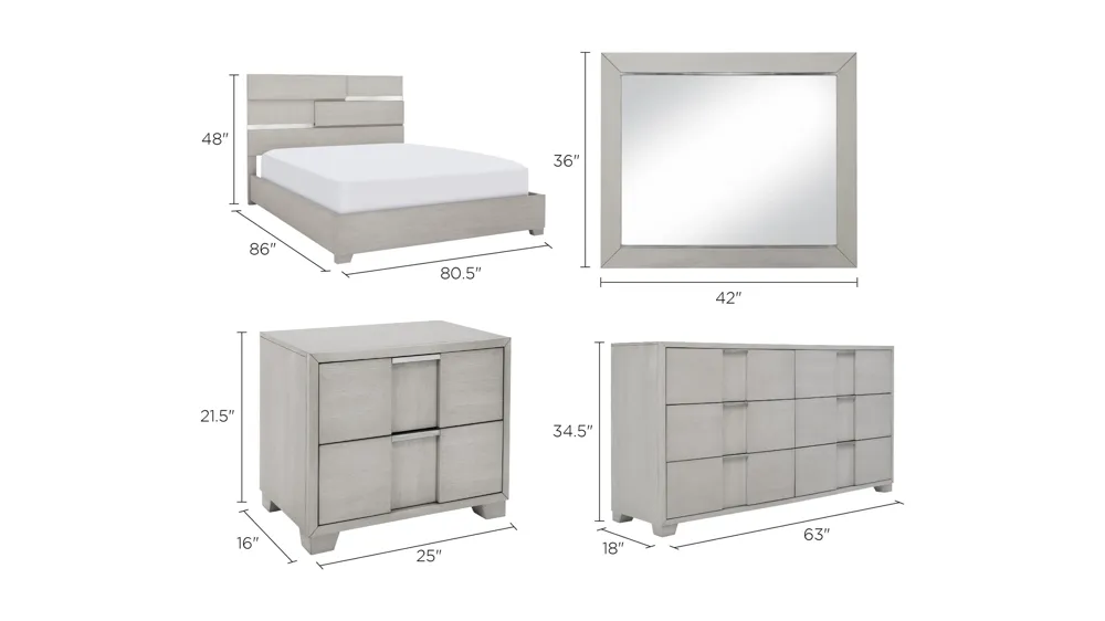 Alara 4-pc. Bedroom Set Dimensions