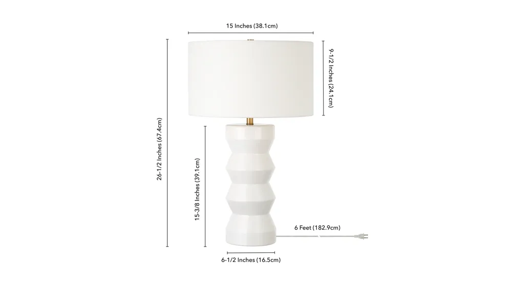 Marion Ribbed Table Lamp Dimensions