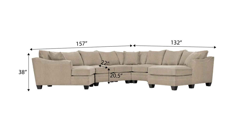 Foresthill 5-pc. Right Hand Facing Sectional Sofa Dimensions