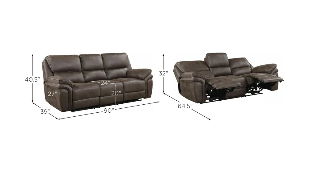 Cassiopeia Double Power Reclining Sofa Dimensions