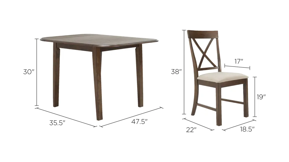 Reid 3-pc. Dining Set Dimensions