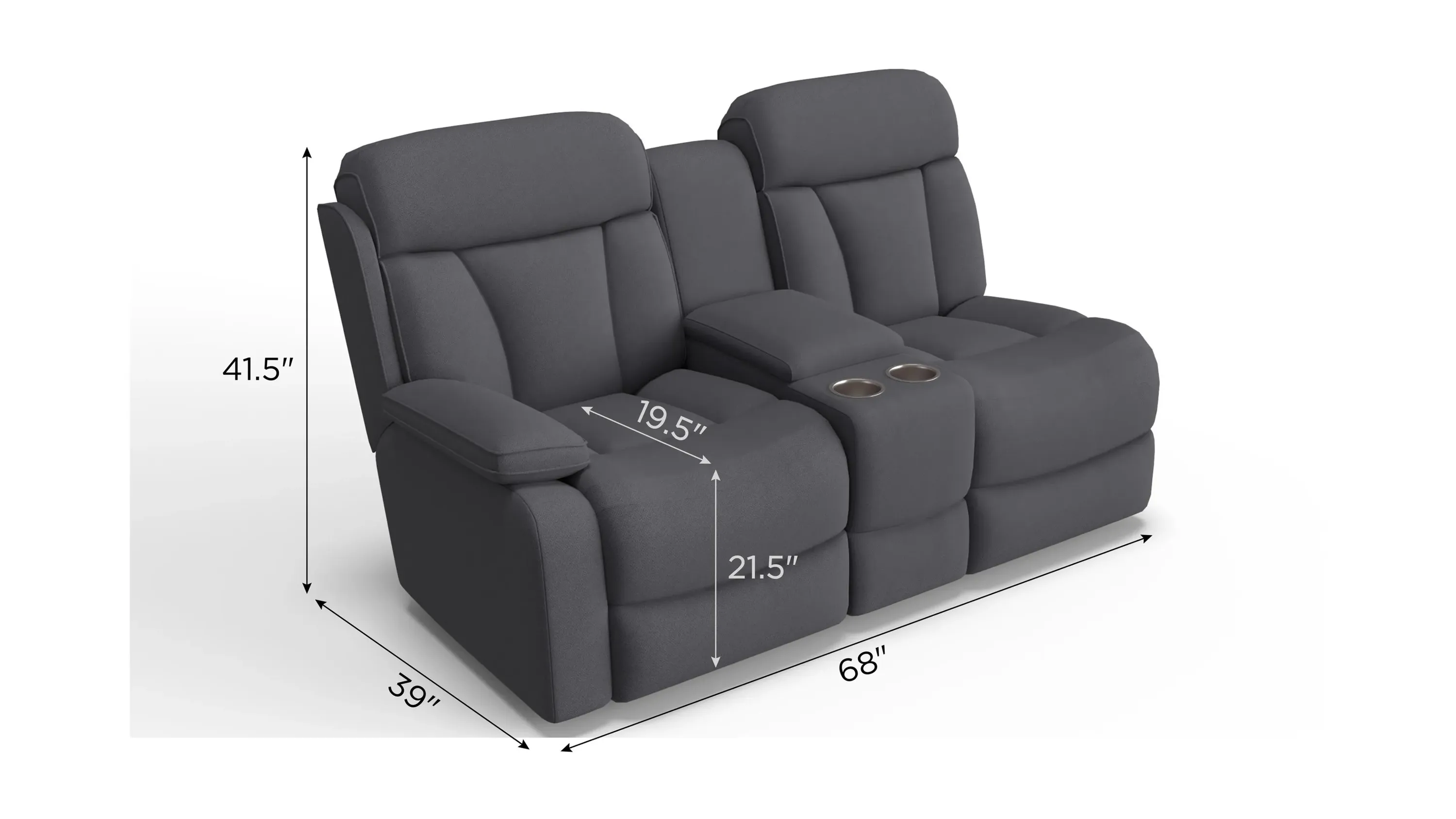 Connell Left Arm Facing Dual Power Console Loveseat w/ Heat and