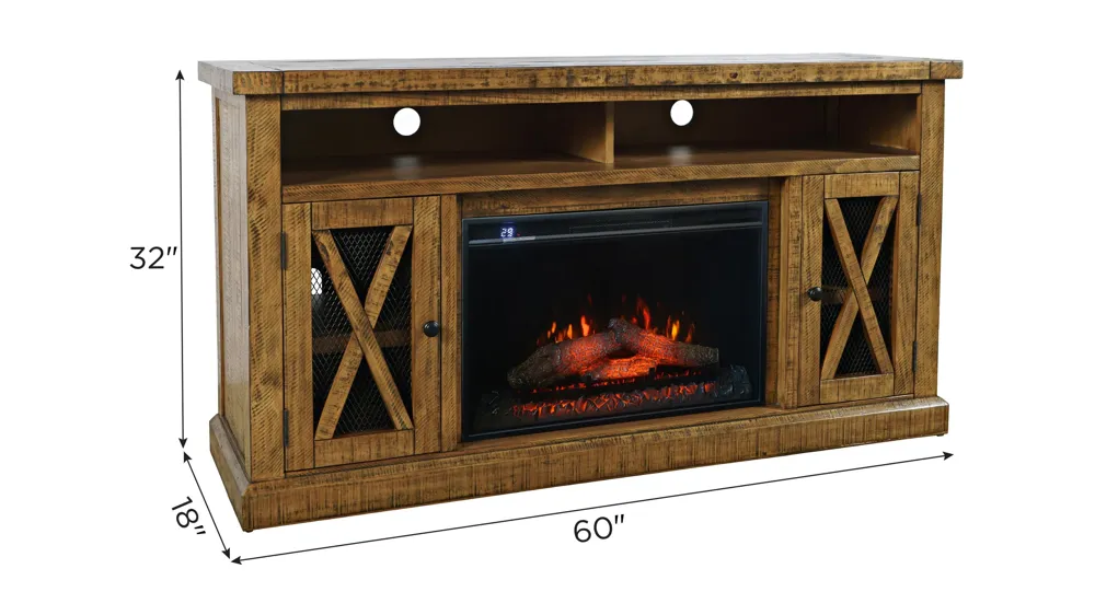 Telluride TV stand w/ Electric Fireplace Dimensions