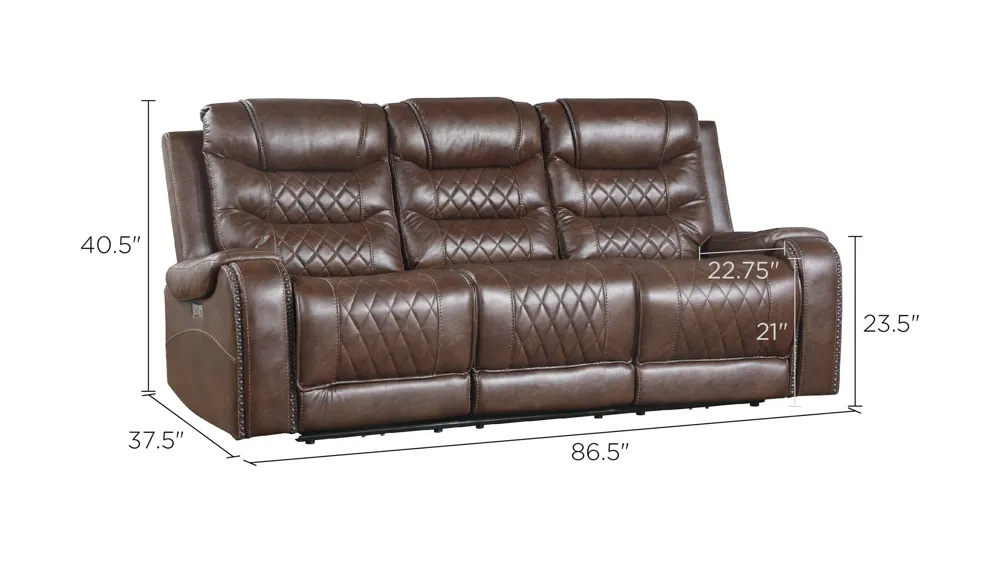 Greenway Double Power Reclining Sofa W/ Usb Dimensions