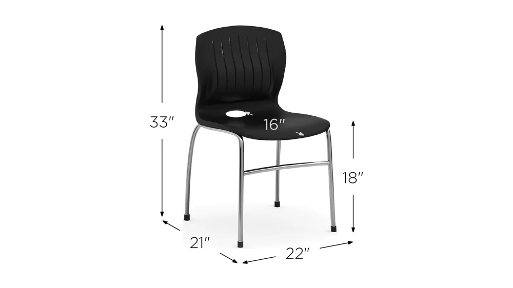 Slash Collection Armless Guest Stack Chair by OfficeSource Dimensions